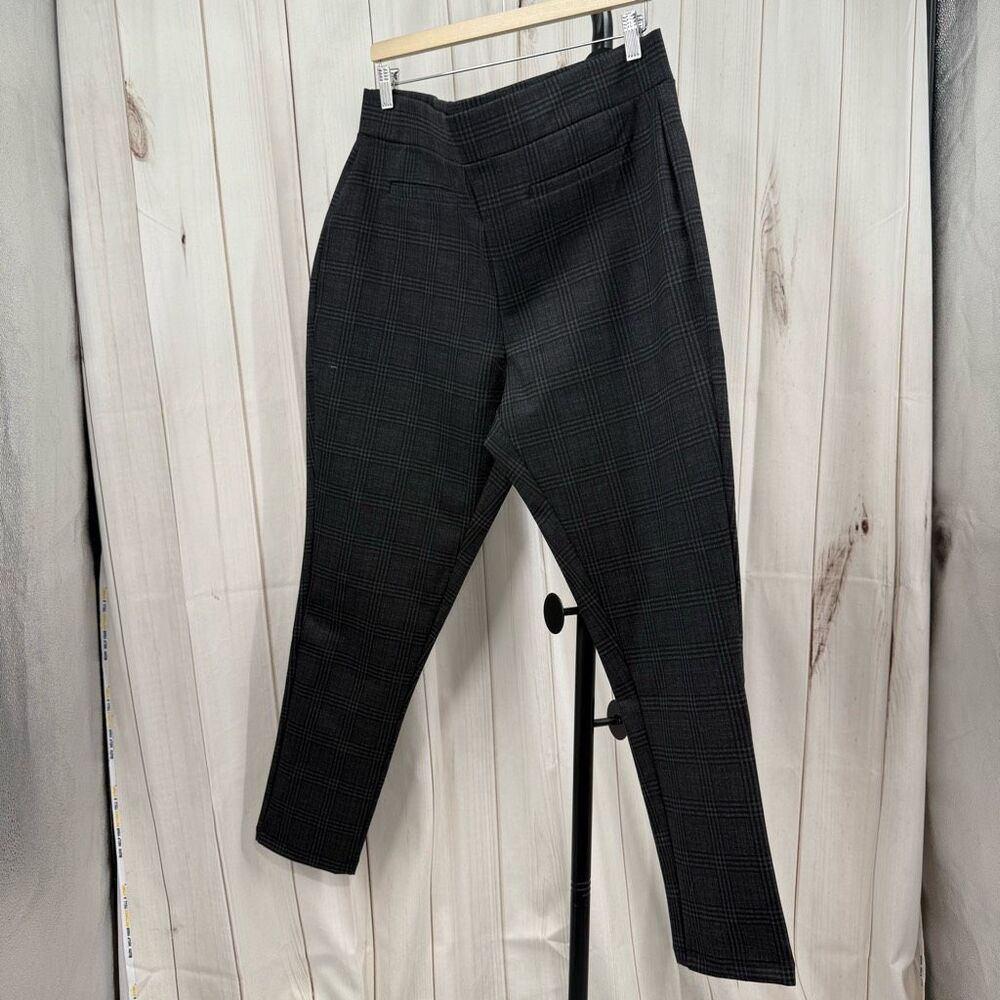 Slimming Options Women’s 1X Black Grey Plaid Ankle Pants Pull on Stretchy